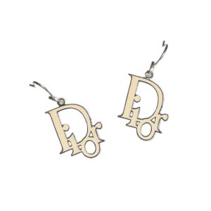 Vintage Dior Monogram Earrings in Cream | NITRYL