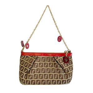 Vintage Fendi Zucchino Monogram Pochette Shoulder Mini Bag in Brown | NITRYL