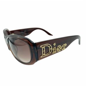 Vintage Dior Chunky Spellout Sunglasses in Brown and Gold | NITRYL