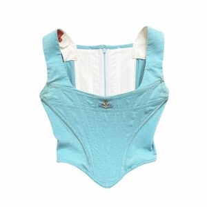 Vintage Vivienne Westwood Orb Glitter Corset in Turquoise | NITRYL