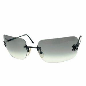 Vintage Chanel Diamante Rimless Sunglasses in Grey | NITRYL