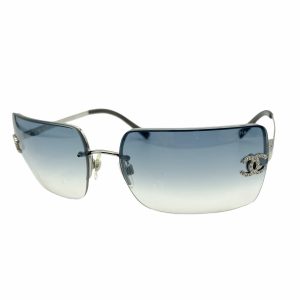 Vintage Chanel Diamante Rimless Sunglasses in Baby Blue | NITRYL