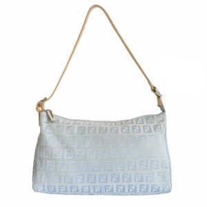 Vintage Fendi Monogram Shoulder Baguette Bag in Baby Blue | NITRYL