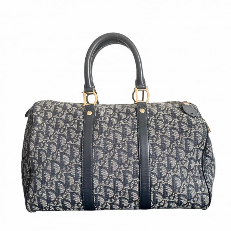 Vintage Dior Monogram Holdall Bag in Navy | NITRYL