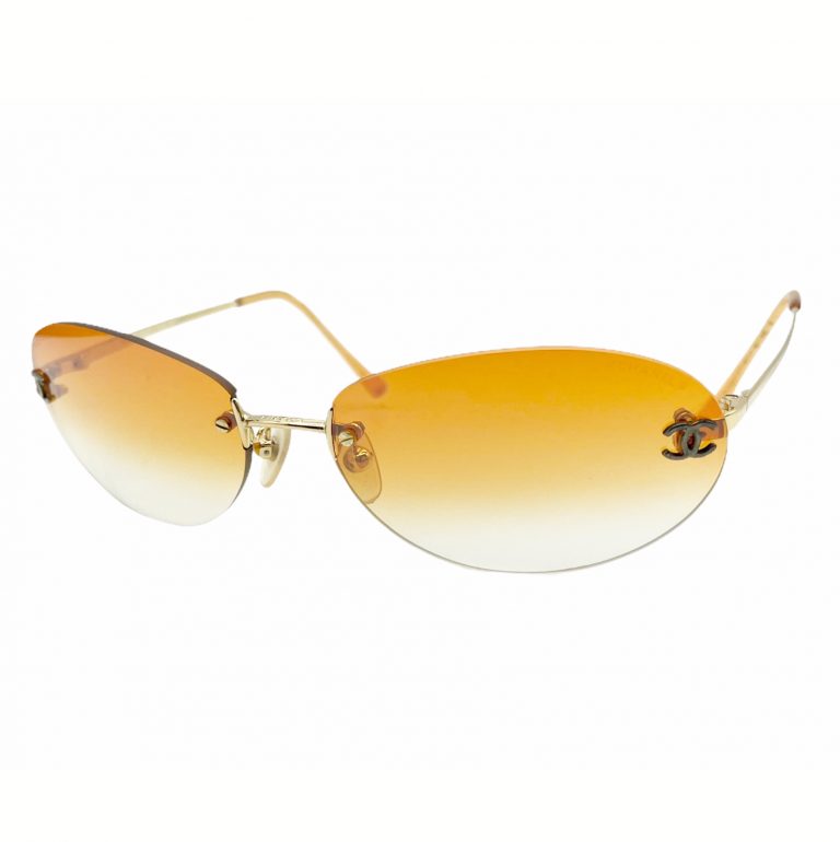 Vintage Chanel Rimless Sunglasses in Orange | NITRYL