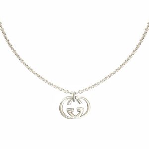 Vintage Gucci Logo Pendant Necklace in Silver | NITRYL