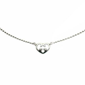 Vintage Gucci Heart Logo Pendant Necklace in Silver | NITRYL