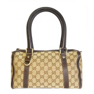 Vintage Gucci Monogram Boston Shoulder Bag in Beige | NITRYL