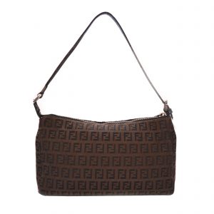 Vintage Fendi Zucchino Monogram Shoulder Baguette Bag in Brown | NITRYL