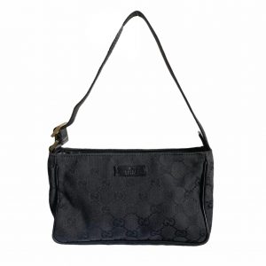 Vintage Gucci Monogram Mini Pochette Shoulder Bag in Black | NITRYL