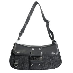 Vintage Dior Monogram Colombus Baguette Shoulder Bag in Black | NITRYL