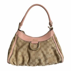 Vintage Gucci Monogram Hobo Bag in Beige and Baby Pink | NITRYL