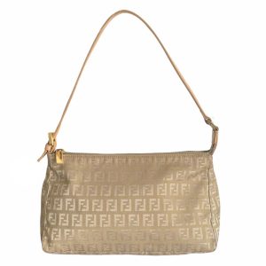 Vintage Fendi Monogram Shoulder Baguette Bag in Gold | NITRYL