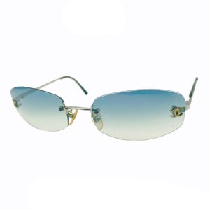 Vintage Chanel Rimless Ombre Sunglasses in Baby Blue | NITRYL