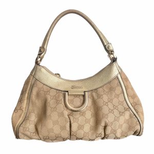 Vintage Gucci Monogram Hobo Bag in Beige and Gold | NITRYL