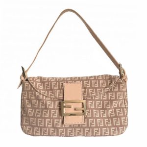 Vintage Fendi Zucchino Monogram Baguette Shoulder Bag in Dusky Pink | NITRYL