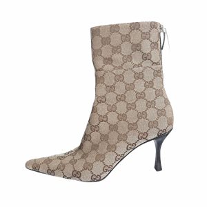 Vintage Gucci Monogram Ankle Boots in Beige Size 3 | NITRYL