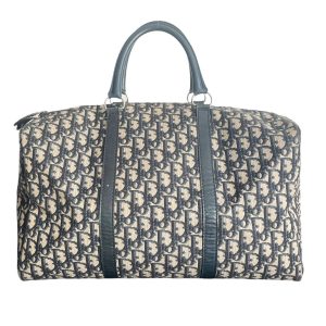 Vintage Dior Monogram Holdall Bag in Navy Blue | NITRYL