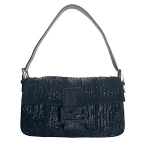 Vintage Fendi Beaded Baguette Shoulder Bag in Black | NITRYL