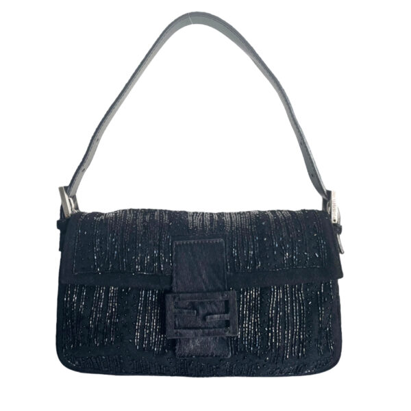 Vintage Fendi Beaded Baguette Shoulder Bag in Black | NITRYL