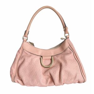 Vintage Gucci Monogram Hobo Shoulder Bag in Baby Pink | NITRYL