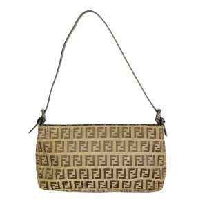 Vintage Fendi Zucchino Monogram Mini Baguette Shoulder Bag in Brown | NITRYL