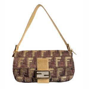 Vintage Fendi Limited Edition Zucca Monogram Baguette Bag in Gold and Bronze | NITRYLm