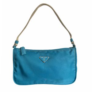 Vintage Prada Nylon Mini Shoulder Bag in Aqua | NITRYL