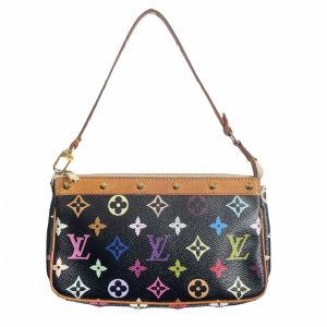 Vintage Louis Vuitton Takashi Murakami Multicolour Pochette Mini Shoulder Bag in Black | NITRYL