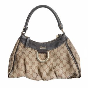 Vintage Gucci Monogram Hobo Shoulder Bag in Brown | NITRYL