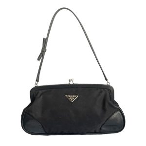 Vintage Prada Nylon Mini Shoulder Bag in Black | NITRYL