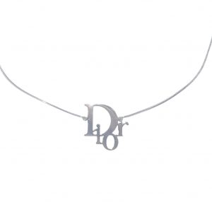 Vintage Dior Logo Monogram Necklace in Silver | NITRYL