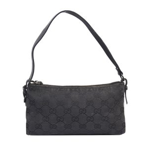 Vintage Gucci Monogram Mini Baguette Bag in Black | NITRYL