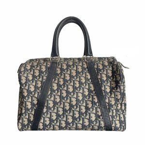 Vintage Dior Monogram Boston Bag in Navy | NITRYL