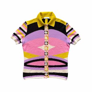 Vintage Emilio Pucci Abstract Knitted Polo Top Size S | NITRYL