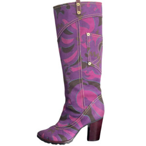 Vintage Emilio Pucci Abstract Denim Boots in Purple UK 4 | NITRYL