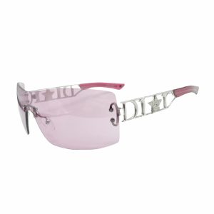 Vintage Dior Diamante Star Spellout Shield Sunglasses in Purple | NITRYL