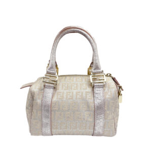 Vintage Fendi Monogram Mini Boston Bag in Metallic Pink | NITRYL