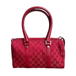 Vintage Gucci Monogram Boston Shoulder Bag in Red | NITRYL