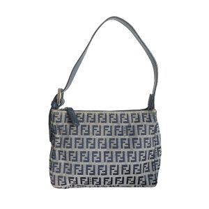 Vintage Fendi Monogram Mini Shoulder Bag in Navy and Grey | NITRYL