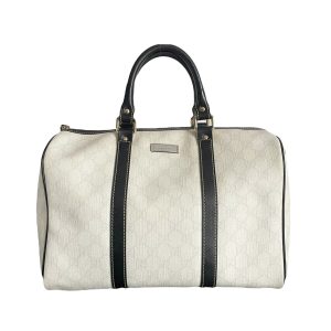 Vintage Gucci Monogram Boston Bag in White and Black | NITRYL