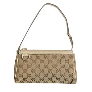 Vintage Gucci Monogram Mini Shoulder Bag in Beige and Cream | NITRYL