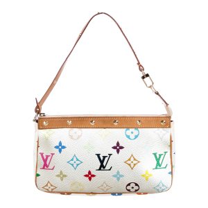 Vintage Louis Vuitton Monogram Murakami Multicolour Pochette Bag in White | NITRYL