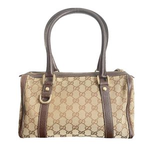 Vintage Gucci Monogram Boston Shoulder Bag in Beige/Brown | NITRYL