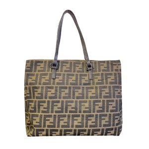 Vintage Fendi Zucca Monogram Tote Shoulder Bag in Brown | NITRYL