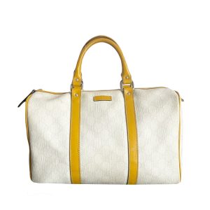 Vintage Gucci Monogram Boston Bag in Yellow and White/Cream | NITRYL