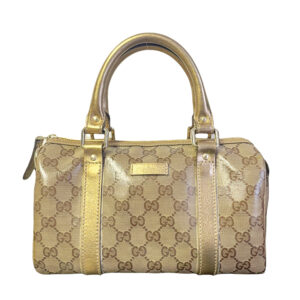 Vintage Gucci Monogram PVC Mini Boston Bag in Gold | NITRYL