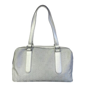 Vintage Gucci Monogram Boston Bag in Silver | NITRYL