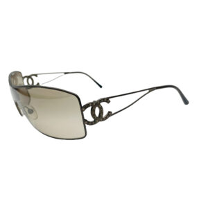 Vintage Chanel Diamante Rimless Visor in Brown | NITRYL