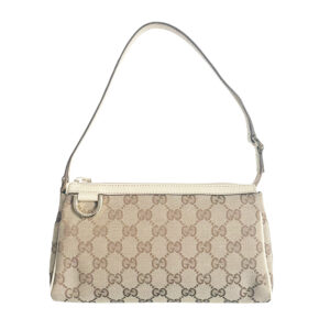 Vintage Gucci Monogram Mini Pochette Shoulder Bag in Beige and Cream | NITRYL